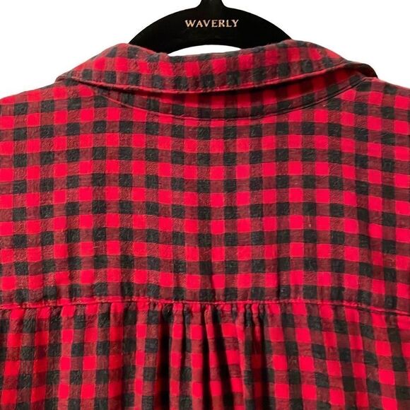 J.Jill red and black check soft flannel tunic with pockets S Petite - Picture 5 of 9